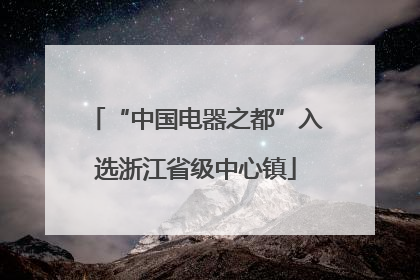 “中国电器之都”入选浙江省级中心镇
