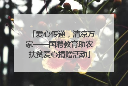 爱心传递，清凉万家——国聘教育助农扶贫爱心捐赠活动