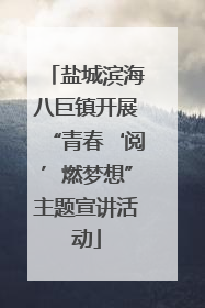 盐城滨海八巨镇开展“青春‘阅’燃梦想”主题宣讲活动