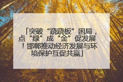 突破“跷跷板”困局，点“绿”成“金”促发展！邯郸推动经济发展与环境保护互促共赢