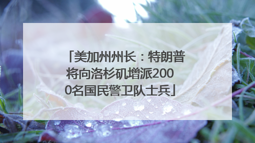 美加州州长：特朗普将向洛杉矶增派2000名国民警卫队士兵