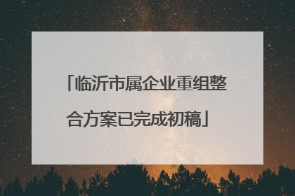 临沂市属企业重组整合方案已完成初稿