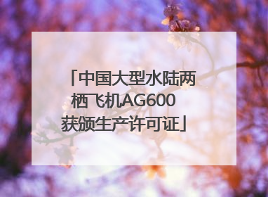 中国大型水陆两栖飞机AG600获颁生产许可证