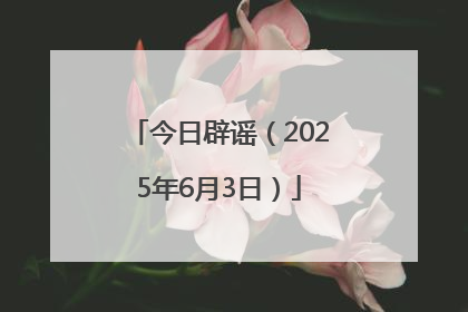 今日辟谣（2025年6月3日）