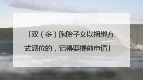 双（多）胞胎子女以捆绑方式派位的，记得要提前申请