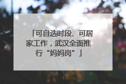 可自选时段、可居家工作，武汉全面推行“妈妈岗”