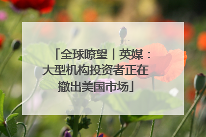 全球瞭望丨英媒：大型机构投资者正在撤出美国市场