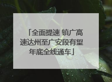 全面提速 镇广高速达州至广安段有望年底全线通车