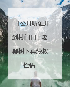 公开听证开到村门口，老柳树下再续叔侄情