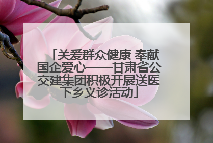 关爱群众健康 奉献国企爱心——甘肃省公交建集团积极开展送医下乡义诊活动