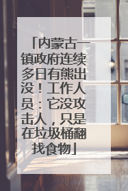 内蒙古一镇政府连续多日有熊出没！工作人员：它没攻击人，只是在垃圾桶翻找食物