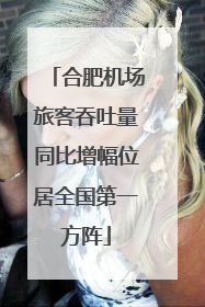 合肥机场旅客吞吐量同比增幅位居全国第一方阵