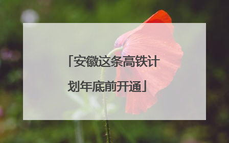 安徽这条高铁计划年底前开通