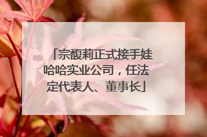 宗馥莉正式接手娃哈哈实业公司，任法定代表人、董事长
