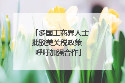 多国工商界人士批驳美关税政策 呼吁加强合作