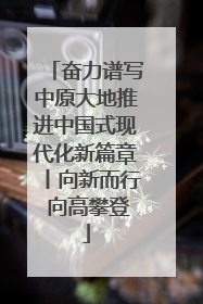 奋力谱写中原大地推进中国式现代化新篇章丨向新而行 向高攀登