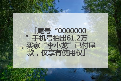 尾号“0000000”手机号拍出61.2万，买家“李小龙”已付尾款，仅享有使用权
