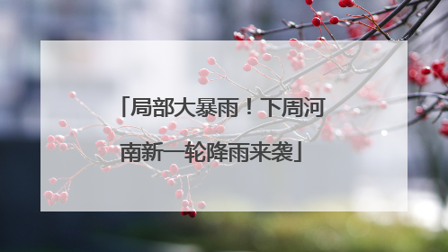 局部大暴雨！下周河南新一轮降雨来袭