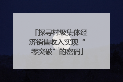 探寻村级集体经济销售收入实现“零突破”的密码