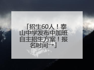 招生60人！泰山中学发布中加班自主招生方案！报名时间→