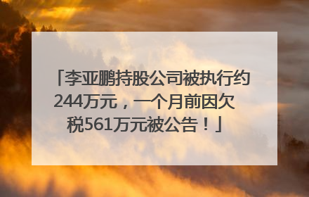 李亚鹏持股公司被执行约244万元，一个月前因欠税561万元被公告！