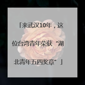 来武汉10年，这位台湾青年荣获“湖北青年五四奖章”