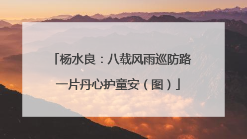 杨水良：八载风雨巡防路 一片丹心护童安（图）