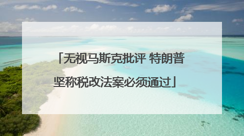 无视马斯克批评 特朗普坚称税改法案必须通过