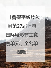 曹保平新片入围第27届上海国际电影节主竞赛单元，全名单揭晓