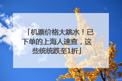 机票价格大跳水！已下单的上海人速查，这些统统跌至1折