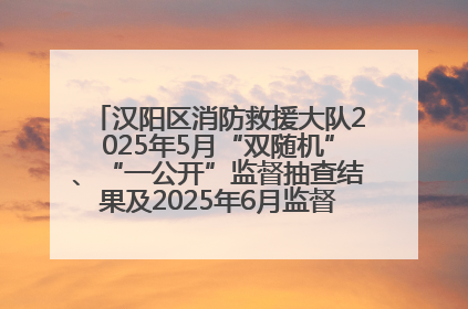 汉阳区消防救援大队2025年5月“双随机”、“一公开”监督抽查结果及2025年6月监督抽查任务公示