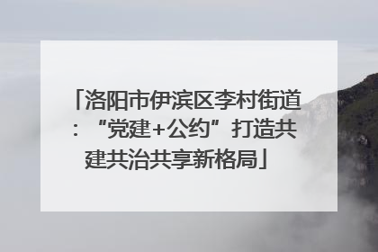 洛阳市伊滨区李村街道：“党建+公约”打造共建共治共享新格局