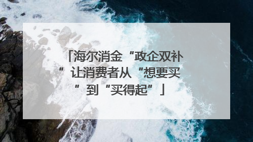 海尔消金“政企双补”让消费者从“想要买”到“买得起”