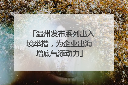 温州发布系列出入境举措，为企业出海增底气添动力