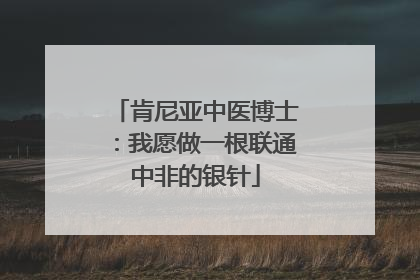肯尼亚中医博士：我愿做一根联通中非的银针
