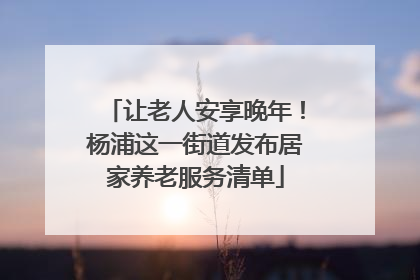 让老人安享晚年！杨浦这一街道发布居家养老服务清单
