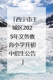 西宁市主城区2025年义务教育小学升初中招生公告
