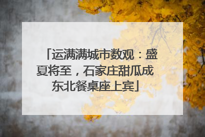 运满满城市数观：盛夏将至，石家庄甜瓜成东北餐桌座上宾