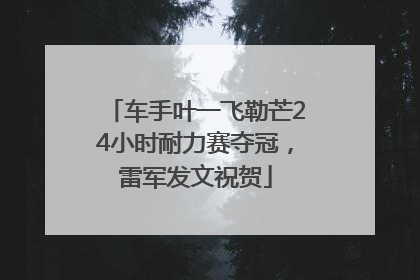 车手叶一飞勒芒24小时耐力赛夺冠，雷军发文祝贺