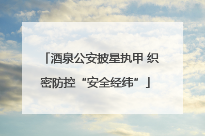 酒泉公安披星执甲 织密防控“安全经纬”