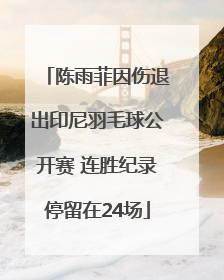 陈雨菲因伤退出印尼羽毛球公开赛 连胜纪录停留在24场