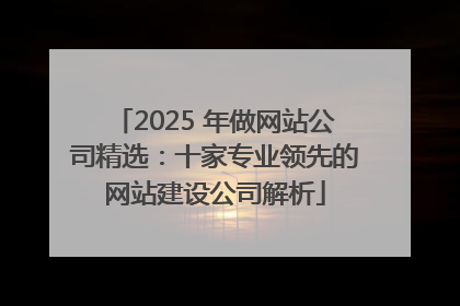 2025 年做网站公司精选：十家专业领先的网站建设公司解析